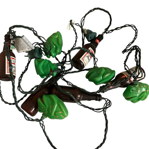Vintage Budweiser Bottles and Bullfrogs String Lights - Picture 2 of 8